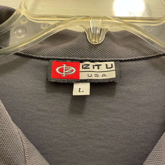 IZ IT U vintage, s/s button down, knit shirt in gray w/ black and white, size L. - Picture 2 of 7